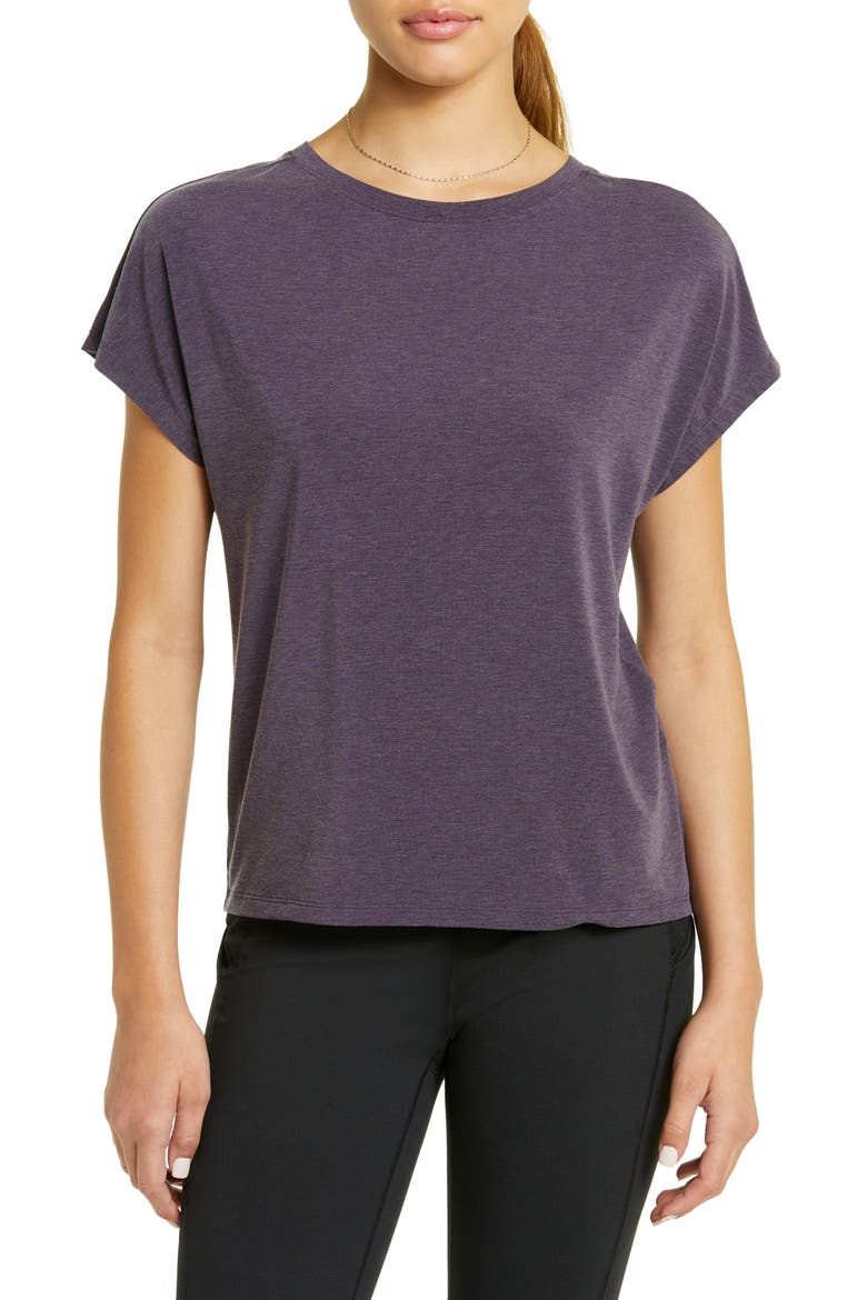 Studio Twist Back T-Shirt, Main, color, PURPLE NEBULA