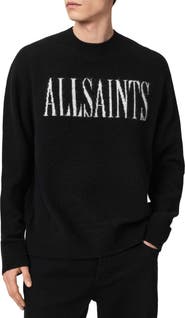 AllSaints Stamp Logo Intarsia Crewneck Sweater
