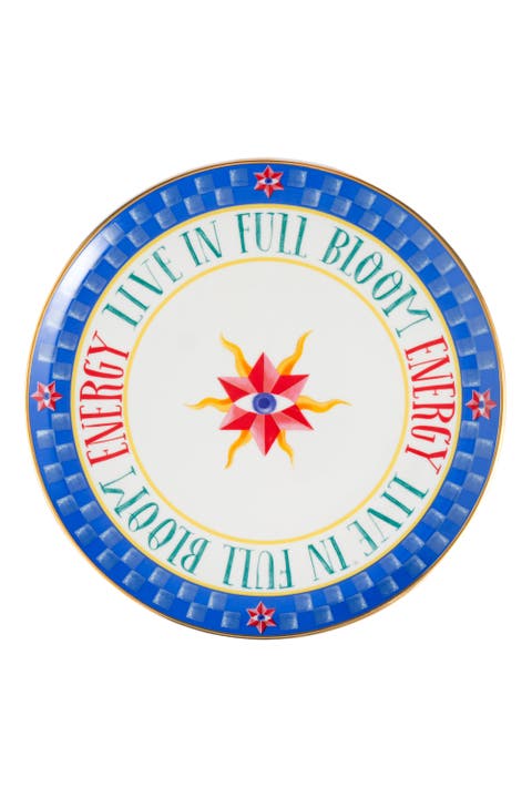 Lublin Gold Rim Porcelain Pizza Plate Bloom 13"