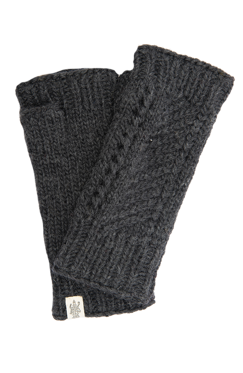 Nirvanna Designs Diagonal Knit Handwarmers, Main, color, Charcoal