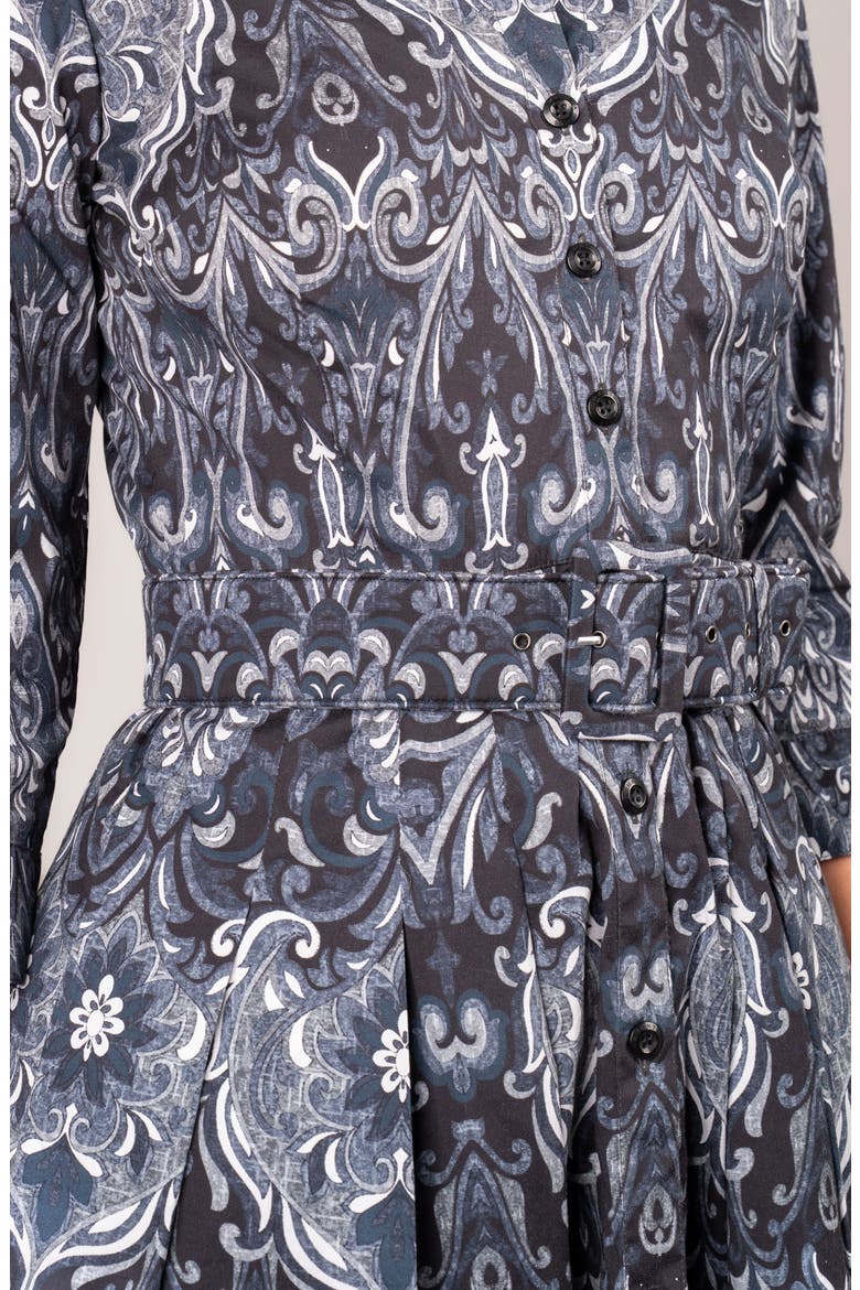 Mill Creek Paisley Shirtdress, Alternate, color, Charcoal Blue