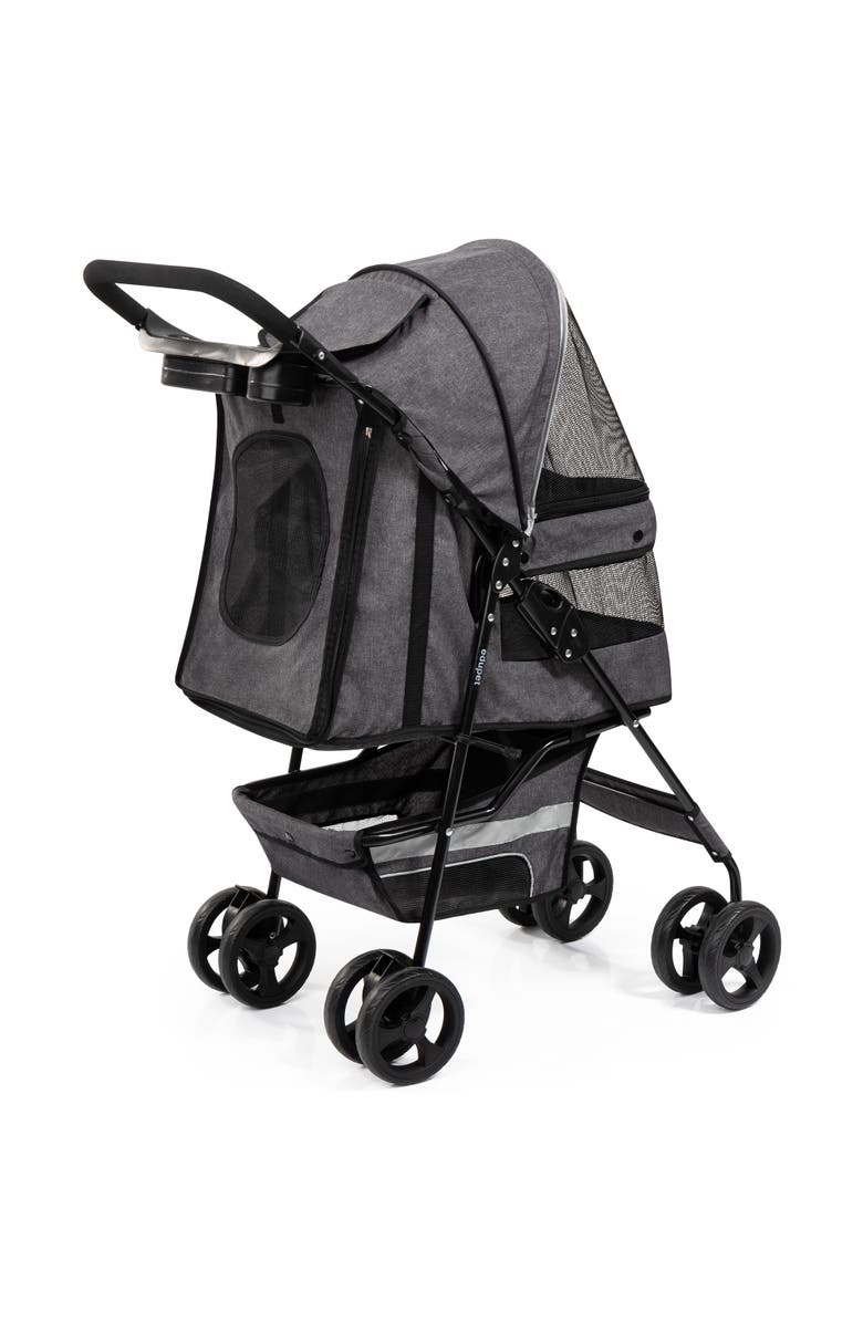 Edupet Pet Stroller Grey & Black 33 Lb Capacity Includes Storage Basket, Alternate, color, Black