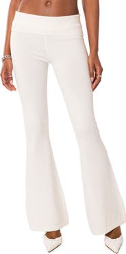 EDIKTED Desiree Foldover Waist Knit Flare Pants
