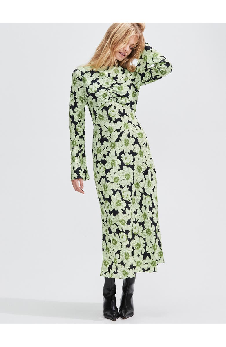 Ro&Zo Floral Flute Sleeve Dress, Main, color, Green