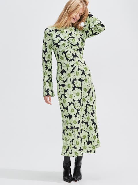 Floral Flute Sleeve Dress
