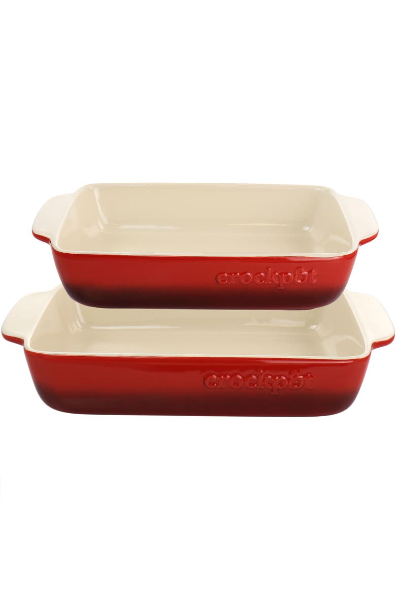 Crock-pot 2 Piece Stoneware Bake Pans, Alternate, color, Red