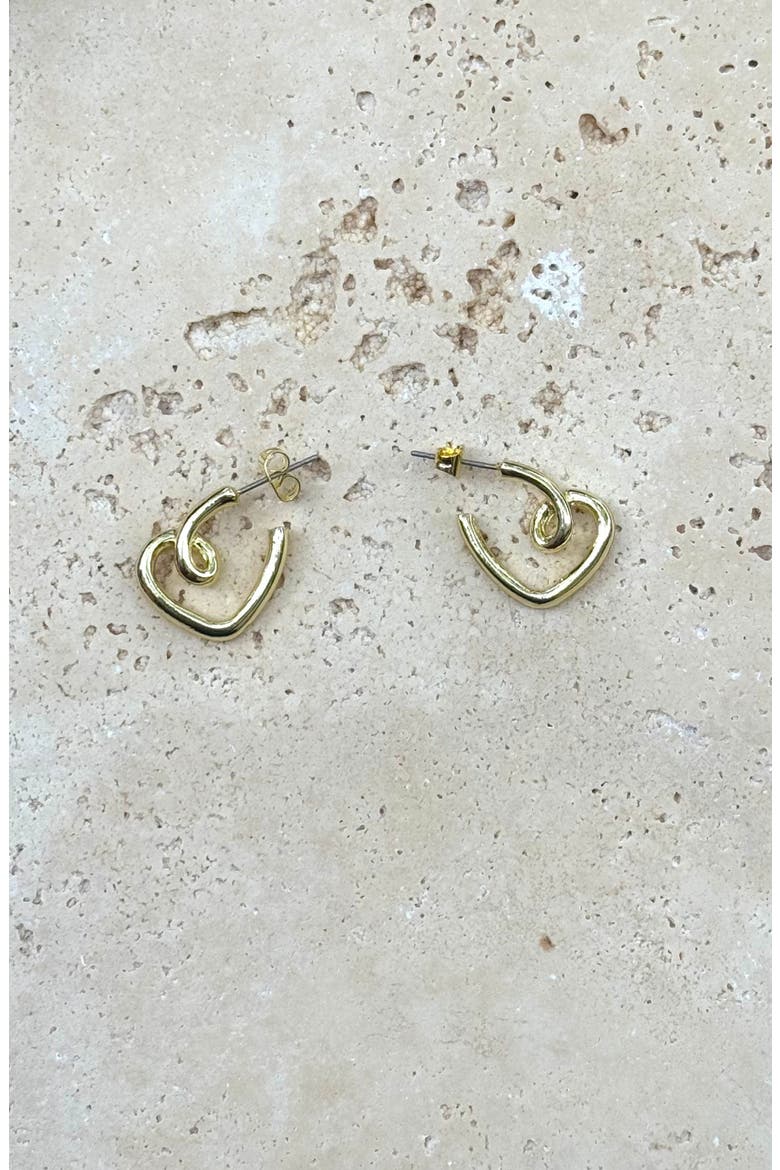 Twisted Heart Stud Earrings, Alternate, color, GOLD