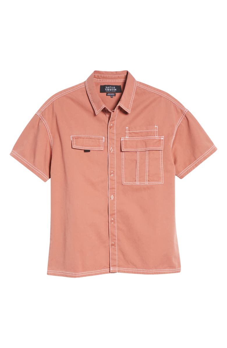 Native Youth Washed Cotton Button Down Shirt, Alternate, color,