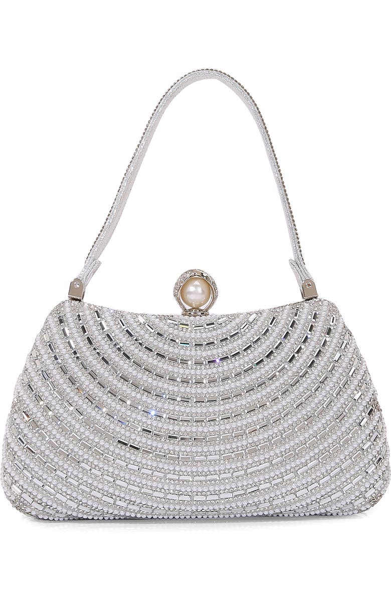 BERNESS Circle Rhinestone Design Shoulder Bag, Main, color, Silver