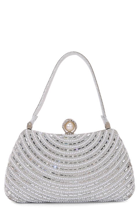 Circle Rhinestone Design Shoulder Bag