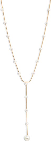 Graduated Faux Pearl Y-Necklace