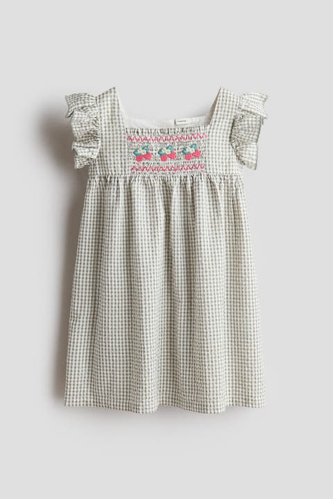 Flutter-sleeved Cotton Dress