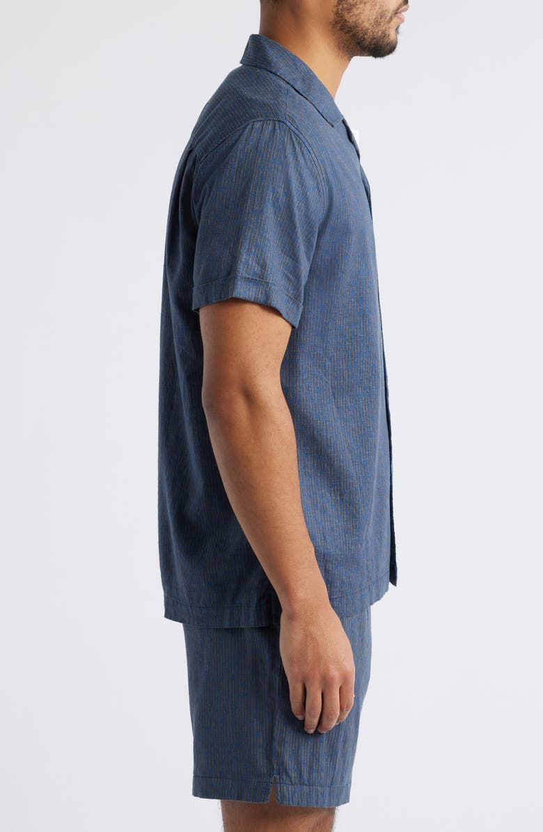 Rails Atlas Stripe Linen Blend Camp Shirt, Alternate, color, Navy Cedar Vertical