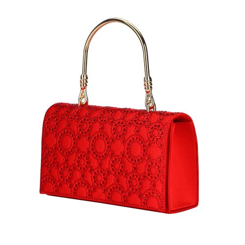 Lady Couture Rhinestone Covered Clutch Bag In Red