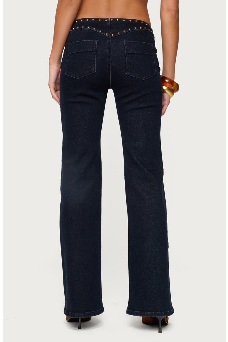 Carys Low Rise Stud Flare Jeans, Alternate, color, DARK-BLUE