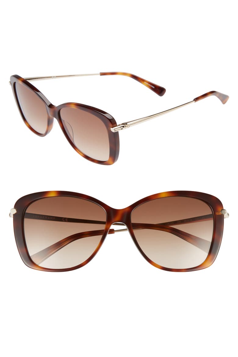 56mm Gradient Lens Butterfly Sunglasses, Main, color, BLONDE HAVANA