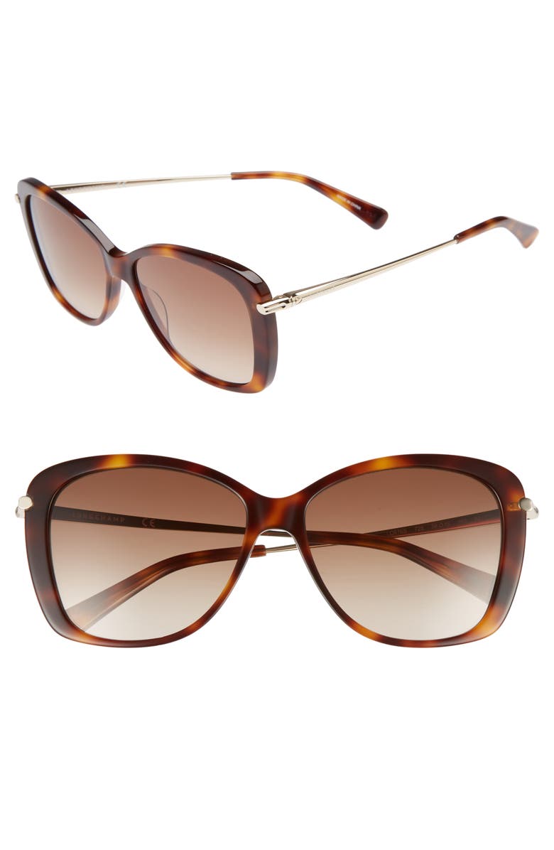Longchamp 56mm Gradient Lens Butterfly Sunglasses, Main, color, Blonde Havana