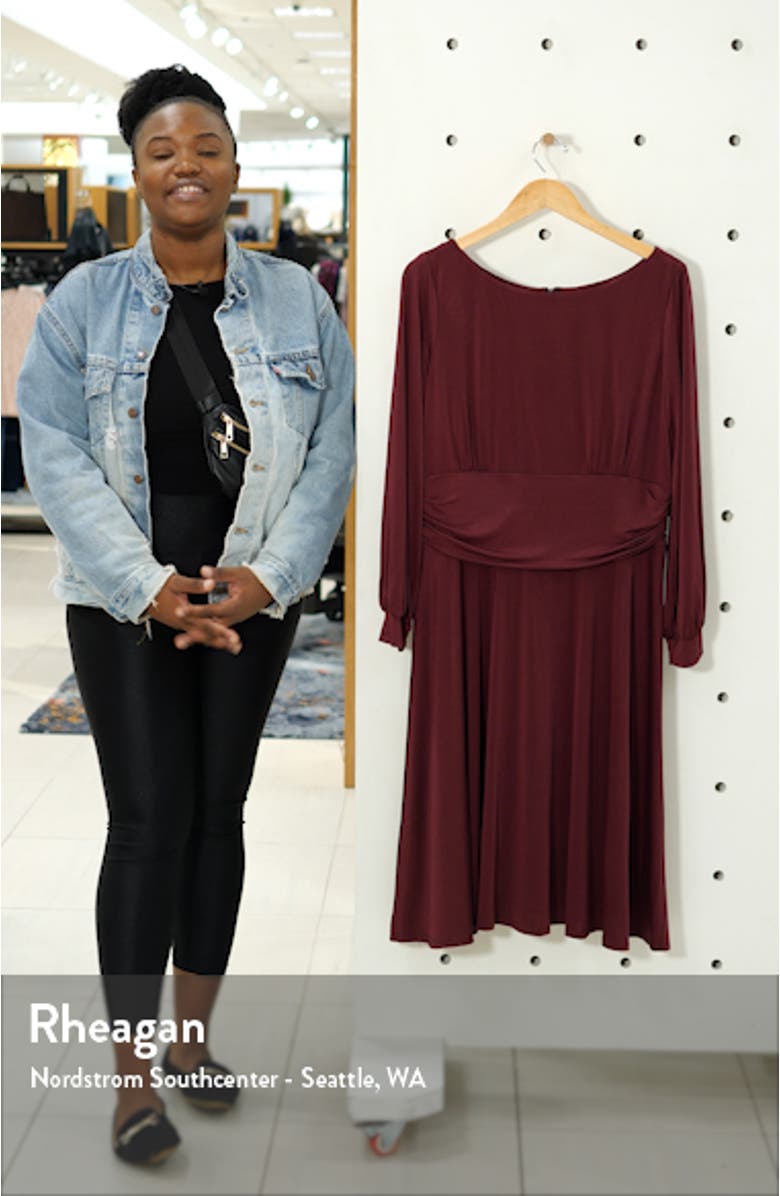 Ruched Waist Long Sleeve Jersey Dress, sales video thumbnail