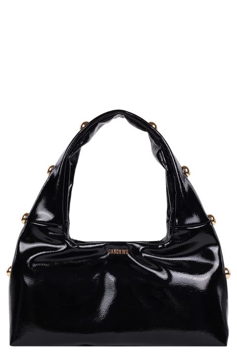 Studded Patent Shoulder Bag