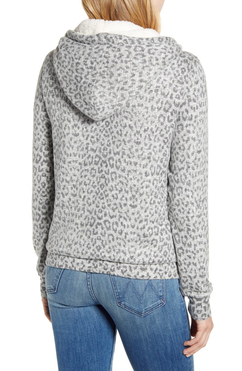 Bobeau Faux Shearling Lined Zip Hoodie, Alternate, color, 