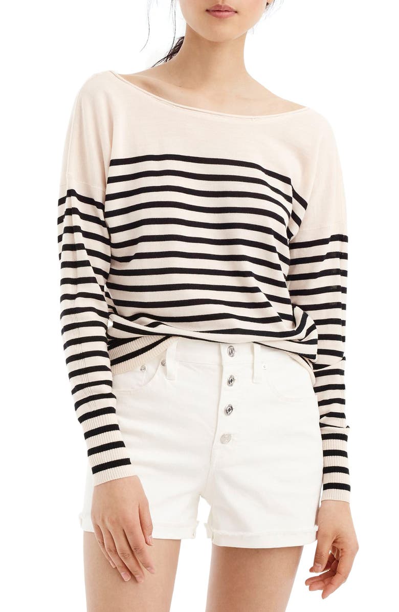 J.Crew Penny Stripe Merino Wool Sweater, Main, color, 