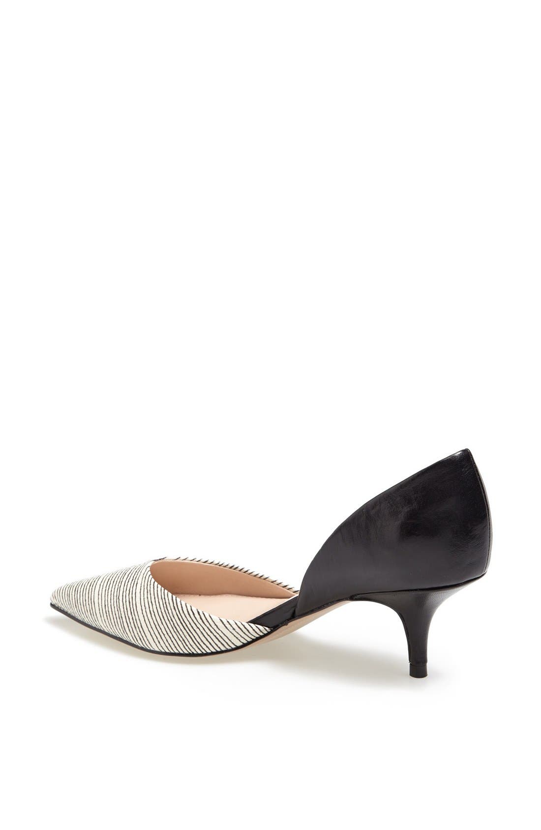 'Effie' Pointy Toe d'Orsay Pump, Alternate, color, BLACK/ WHITE