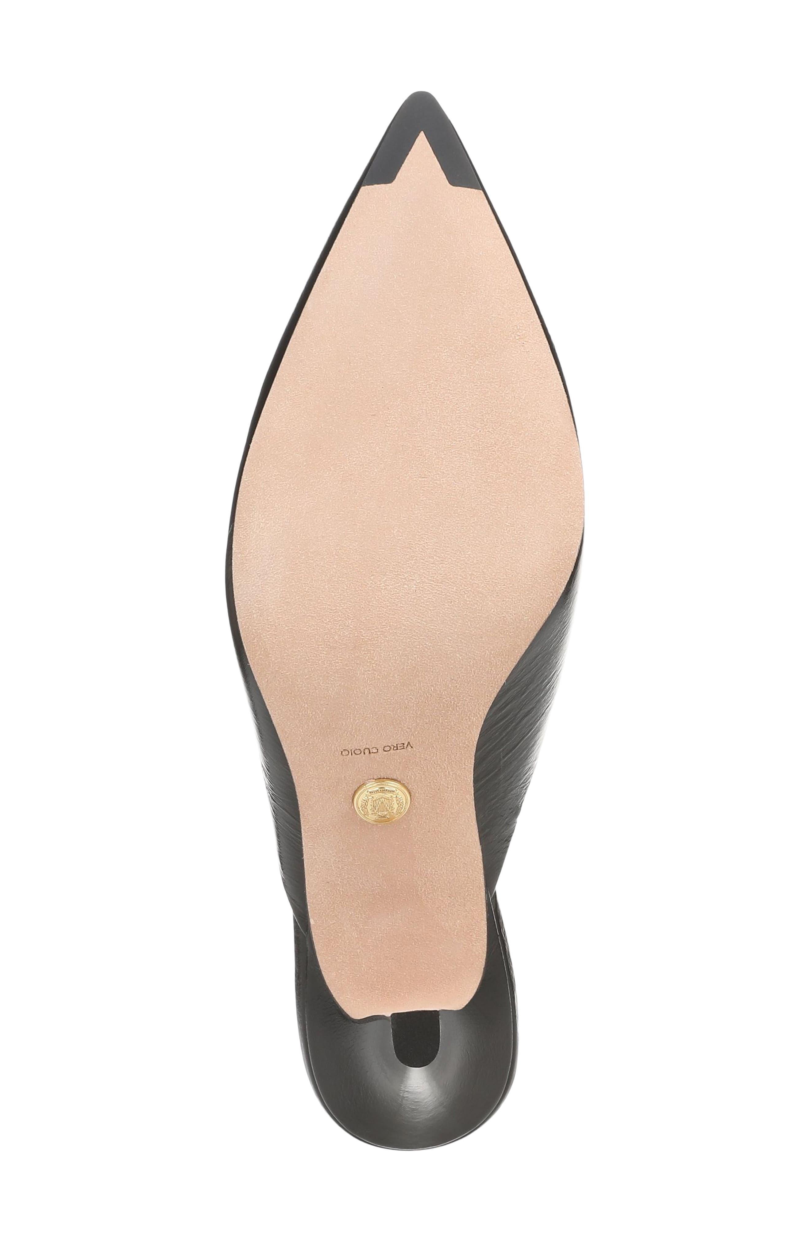 Cabochon Leather Pointed Toe Mule, Alternate, color, BLACK