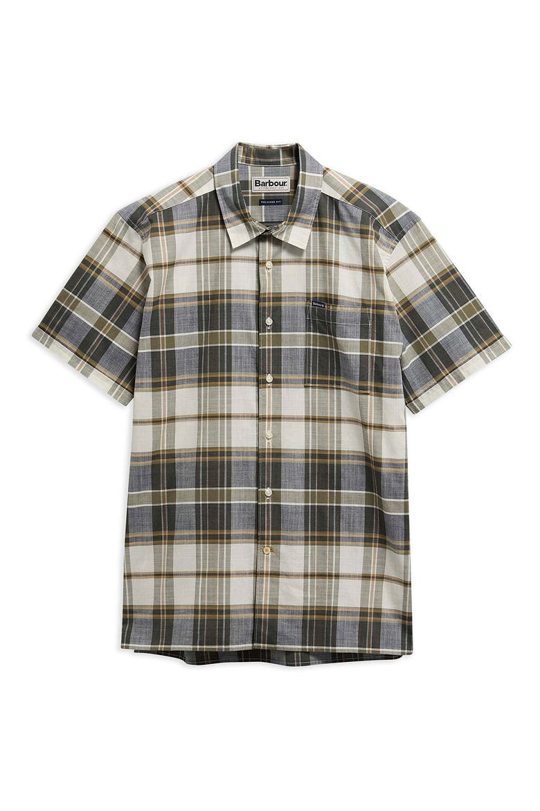 Grassbeach Plaid Short Sleeve Cotton Button-Up Shirt, Alternate, color, WHISPER WHITE