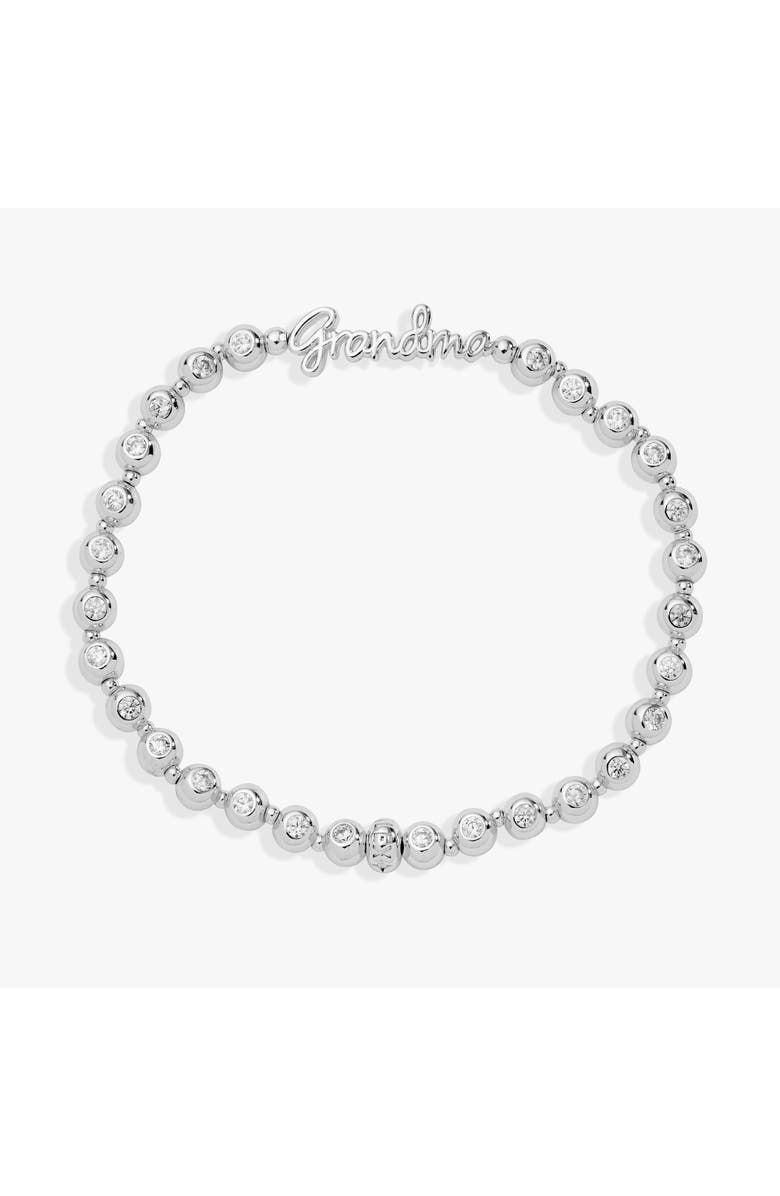 Alex and Ani Grandma Elongated Crystal Stretch Bracelet, Main, color, Silver