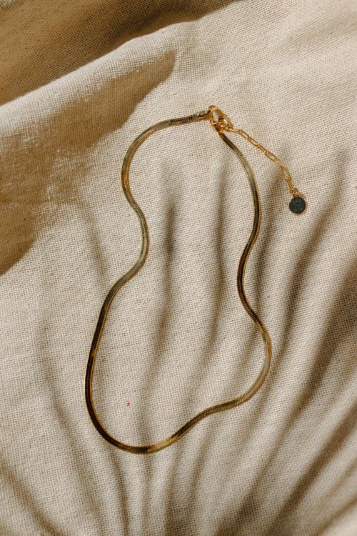 Dea Dia Slinky Gold Flat Herringbone Chain Necklace In Gold