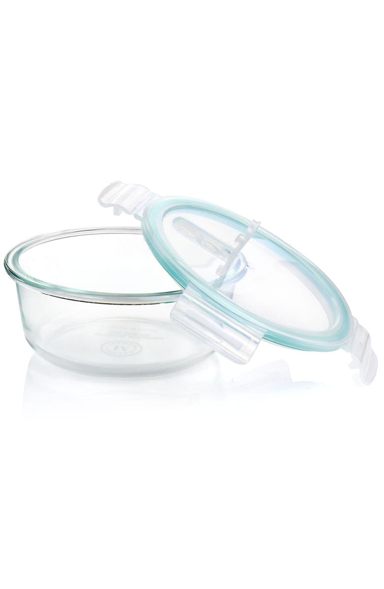 MARTHA STEWART 6 Piece Round Glass Storage Containers with Leak Proof Lids, Alternate, color, Clear