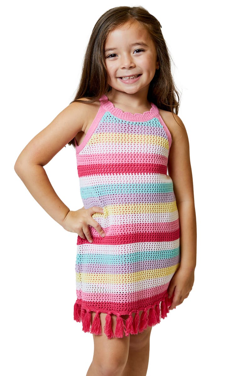 Design History Kids' Stripe Open Knit Dress, Main, color, 