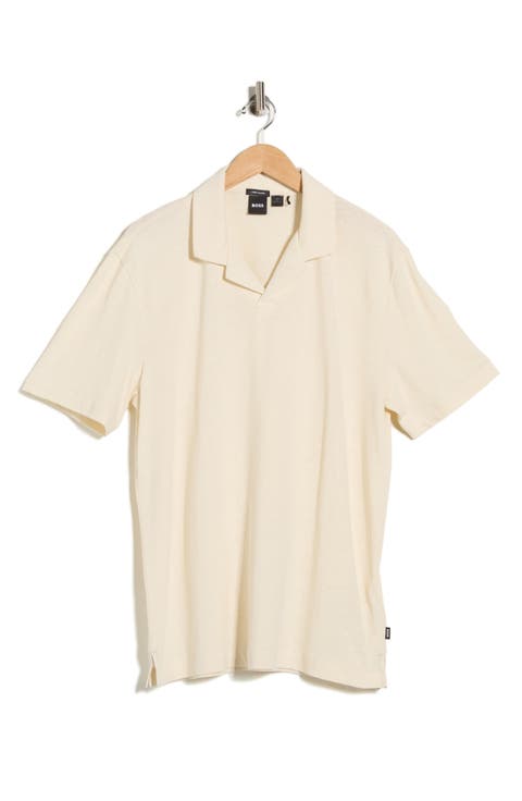 Ponti Johnny Collar Cotton & Linen Blend Knit Polo
