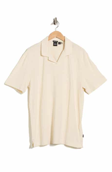 BOSS Ponti Johnny Collar Cotton & Linen Blend Knit Polo