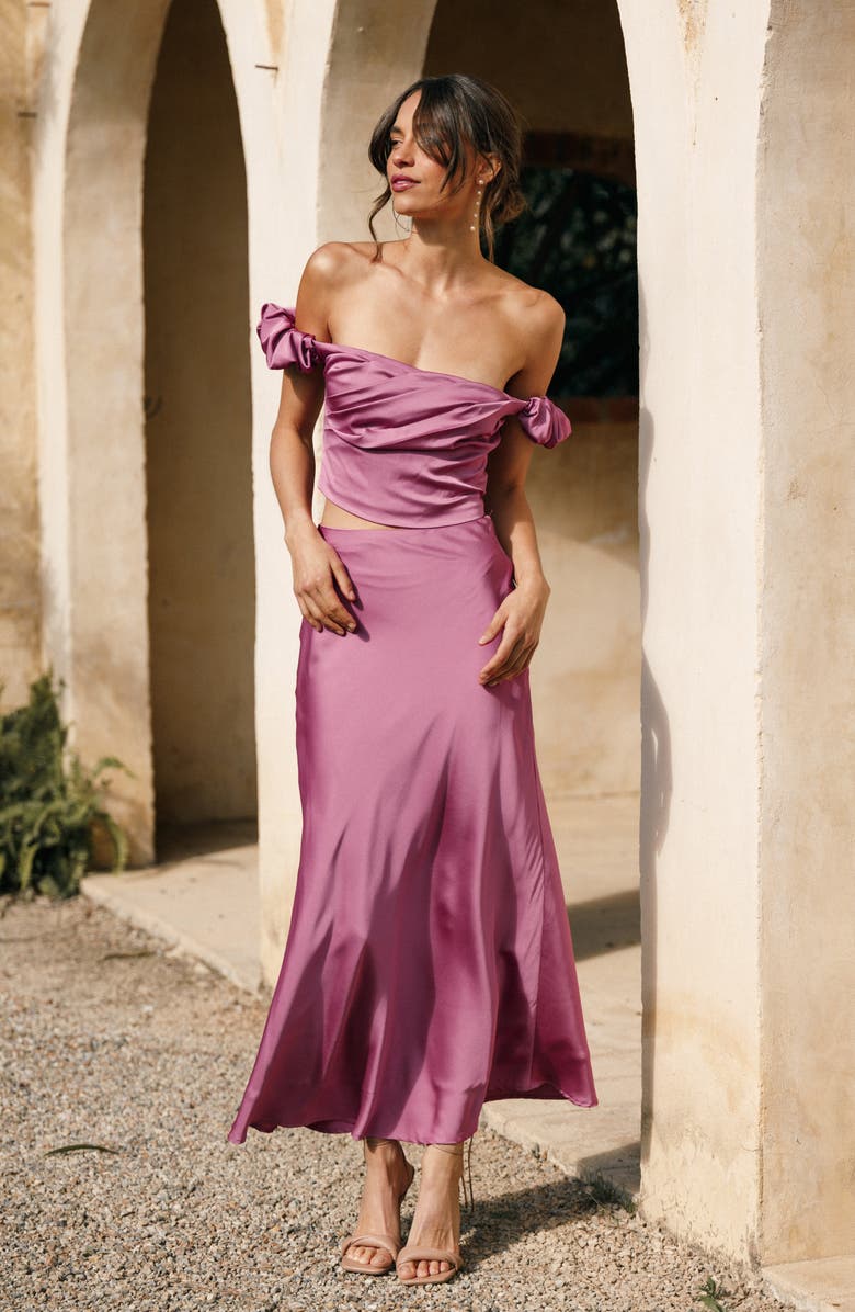 Petal & Pup Arabella Satin Crop Top & Matching Skirt Set, Alternate, color, 