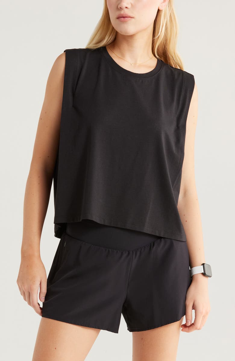 Zella New Take Boxy Tank Top, Main, color, Black