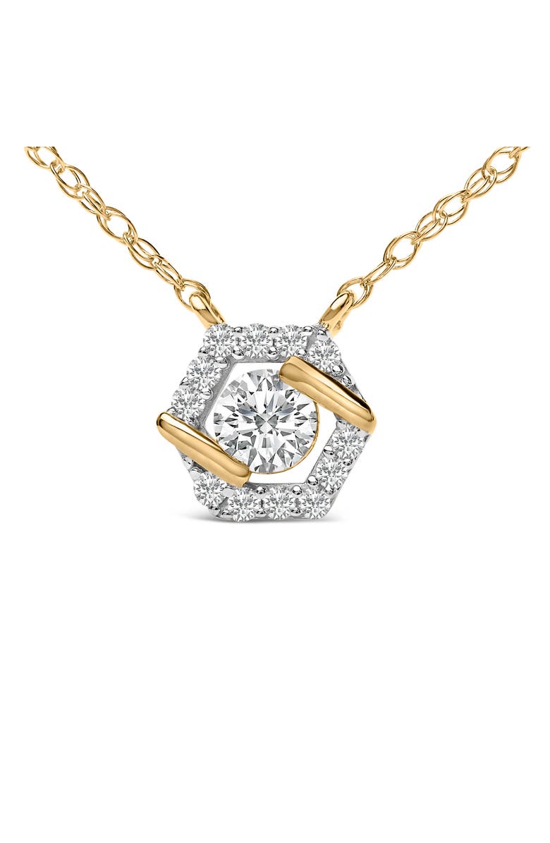 Haus of Brilliance 14K Yellow Gold Plated Sterling Silver 3/8 Cttw Lab Grown Diamond Hex Halo Pendant Necklace, Alternate, color, Yellow Gold Over Silver