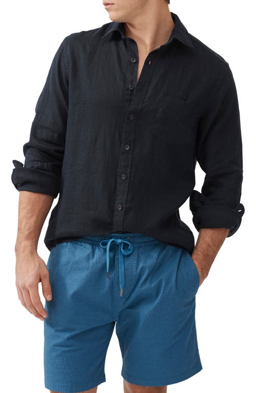 Rodd & Gunn Coromandel Button-up Linen Shirt In Midnight
