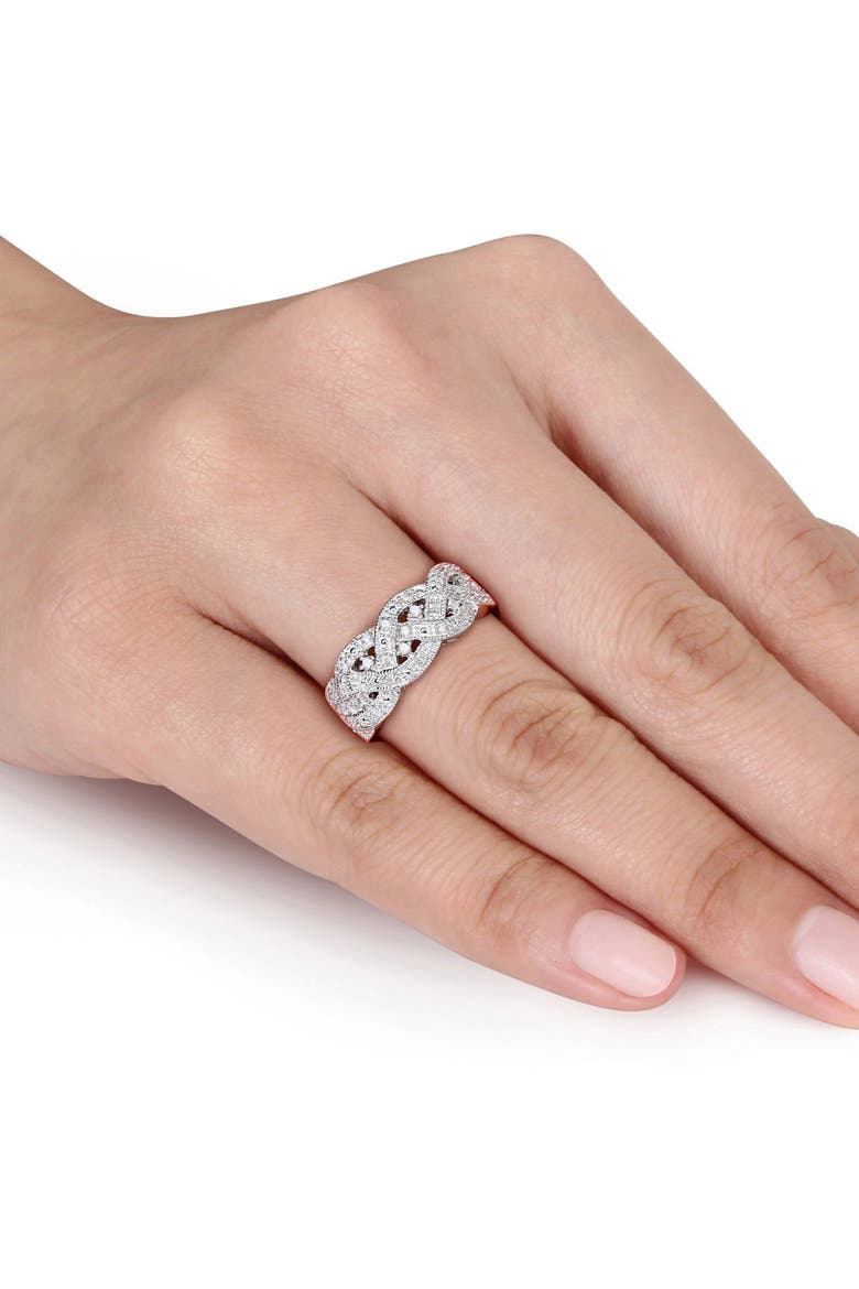 Sterling Silver Diamond Woven Ring - 0.13ct., Alternate, color, SILVER