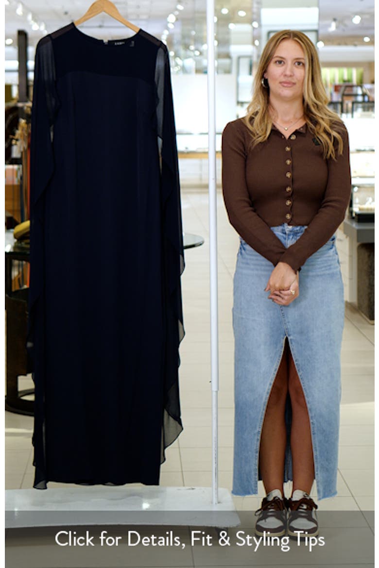 Sheer Cape Georgette Column Gown video