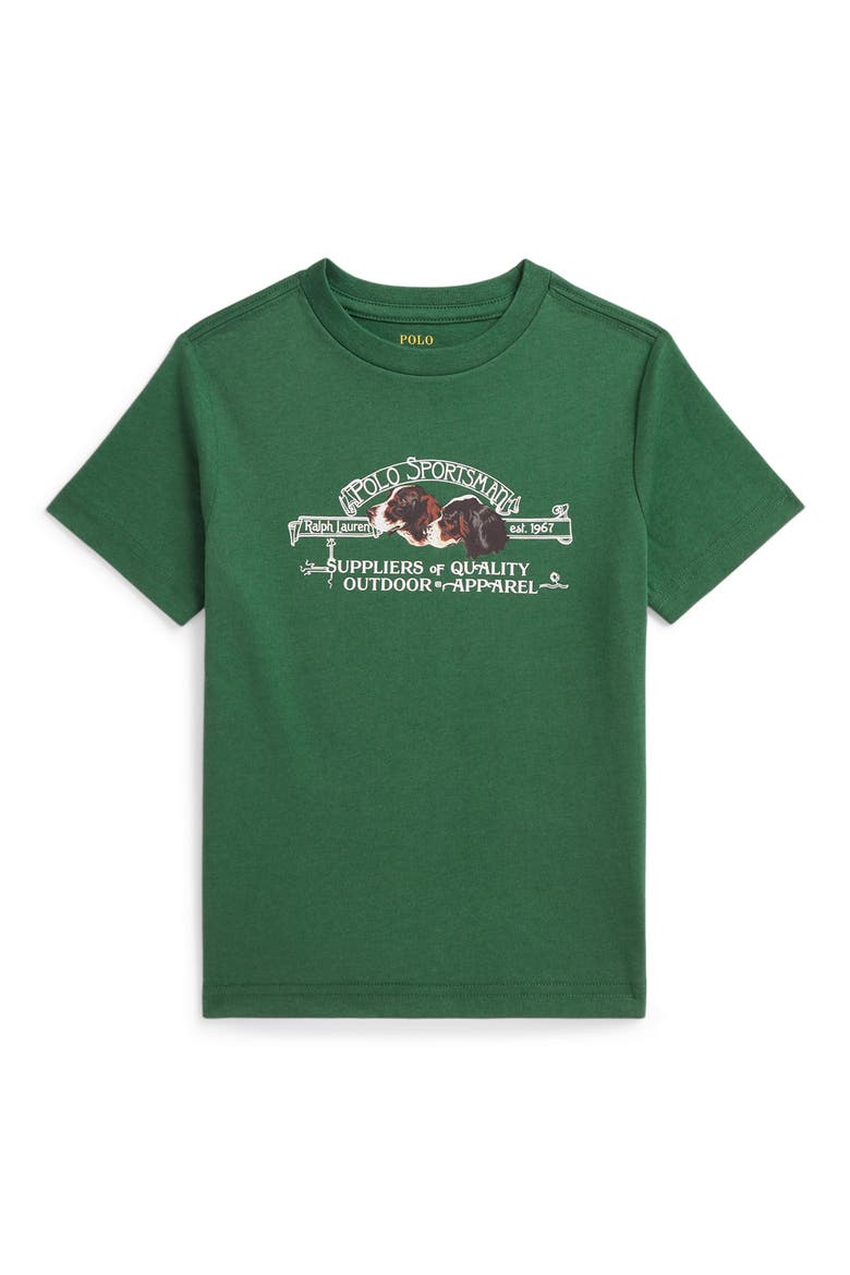 Kids' Logo Cotton T-Shirt, Main, color, VERANO GREEN