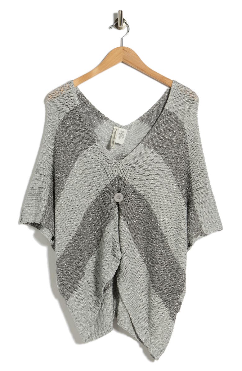 Forgotten Grace Buttoned V-Neck Tunic Top, Alternate, color, Silver