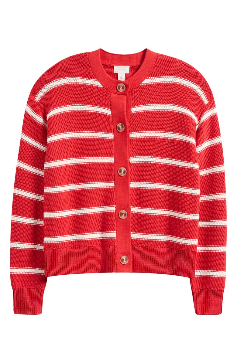 Caslon<sup>®</sup> Stripe Pima Cotton Cardigan, Alternate, color, Red- Ivory Renee Stripe