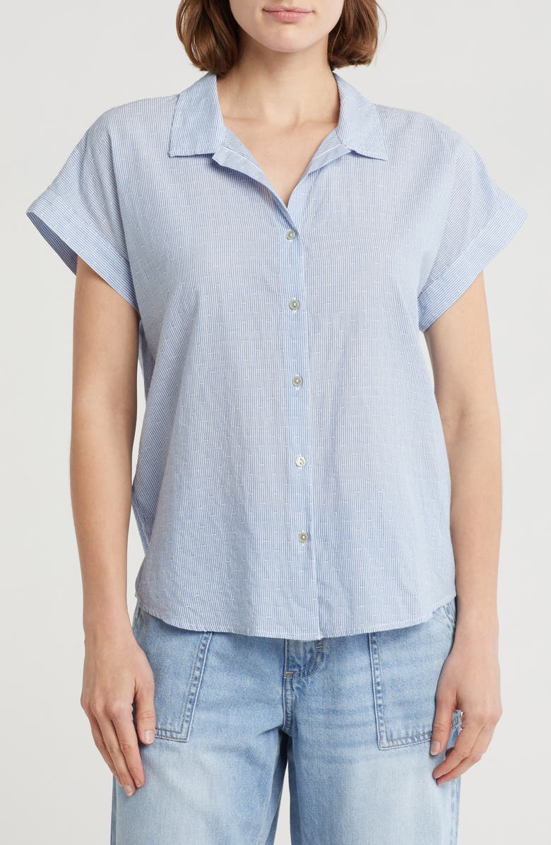 Lucky Brand Swiss Dot Short Sleeve Camp Shirt, Main, color, 
