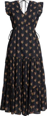 Treasure & Bond Floral Print Cotton Midi Dress