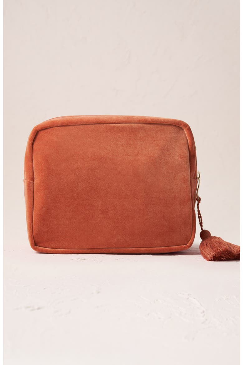 Sun Goddess Velvet Wash Bag, Alternate, color, Rust