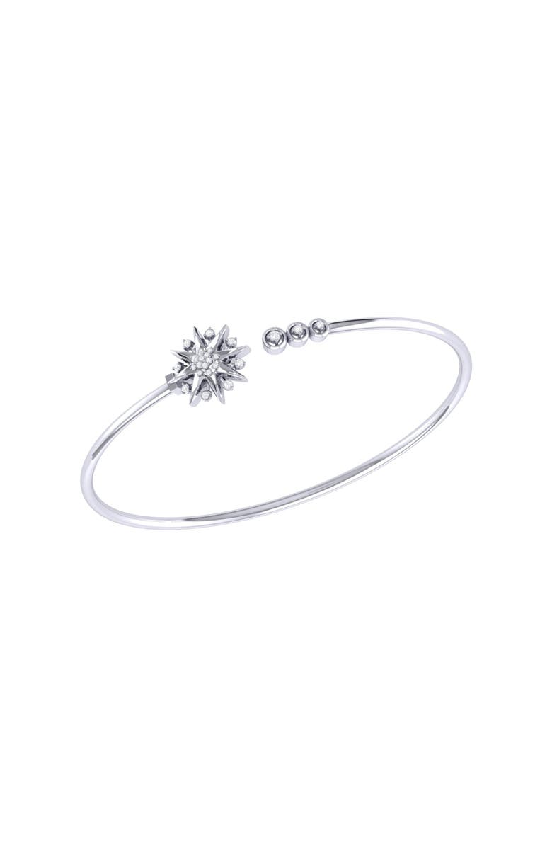 LuvMyJewelry Supernova Star Sterling Silver Diamond Adjustable Cuff, Main, color, 