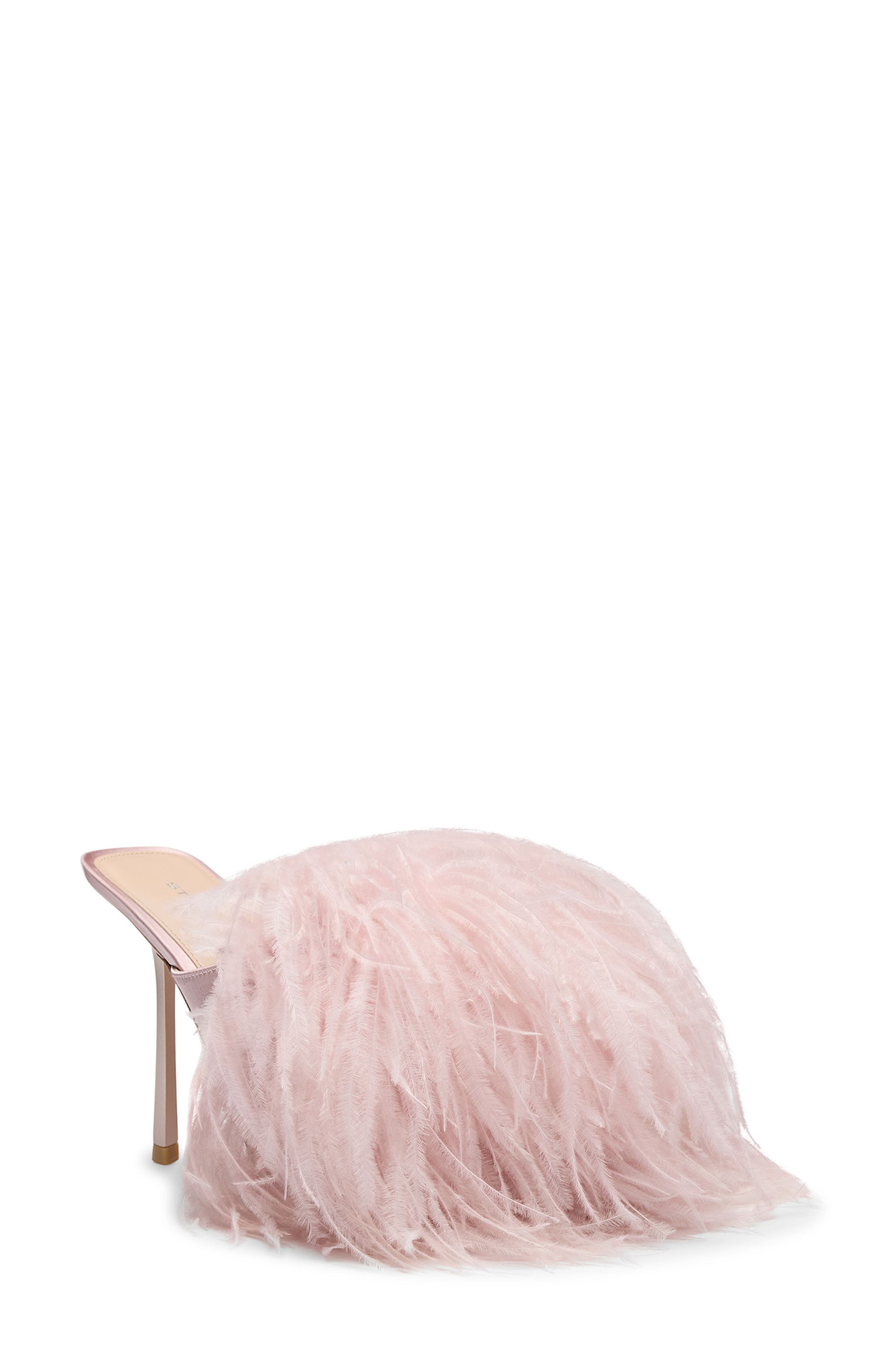 Boa Feather Sandal, Main, color, PINK MARSHMELLOW