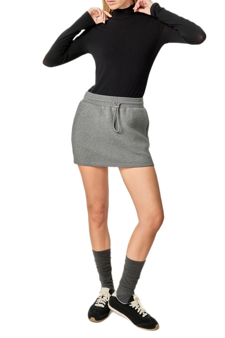 French Terry Drawstring Miniskirt, Alternate, color, CHARCOAL
