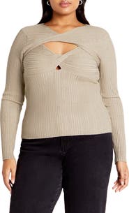 City Chic Tessa Cutout Rib Sweater